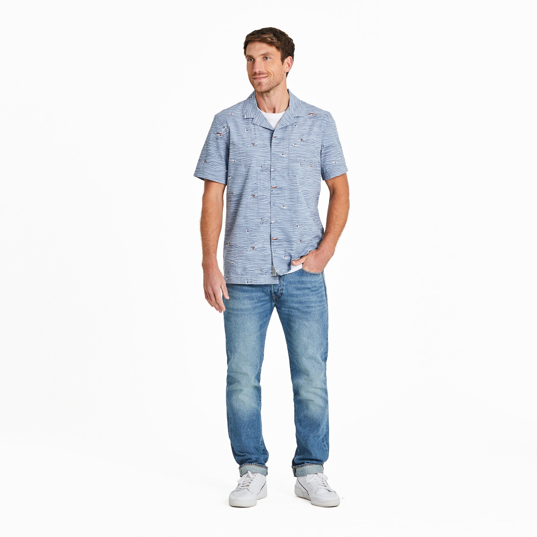 Men's Water Sports Pattern Camp Shirt