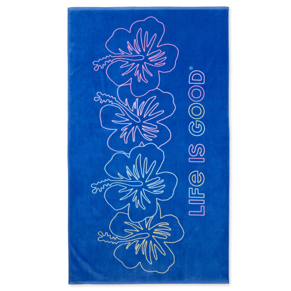Adult Unisex Hibiscus Line Drawing Beach Towel
