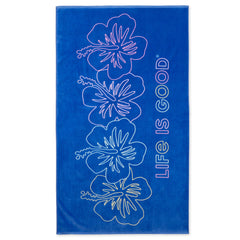Adult Unisex Hibiscus Line Drawing Beach Towel