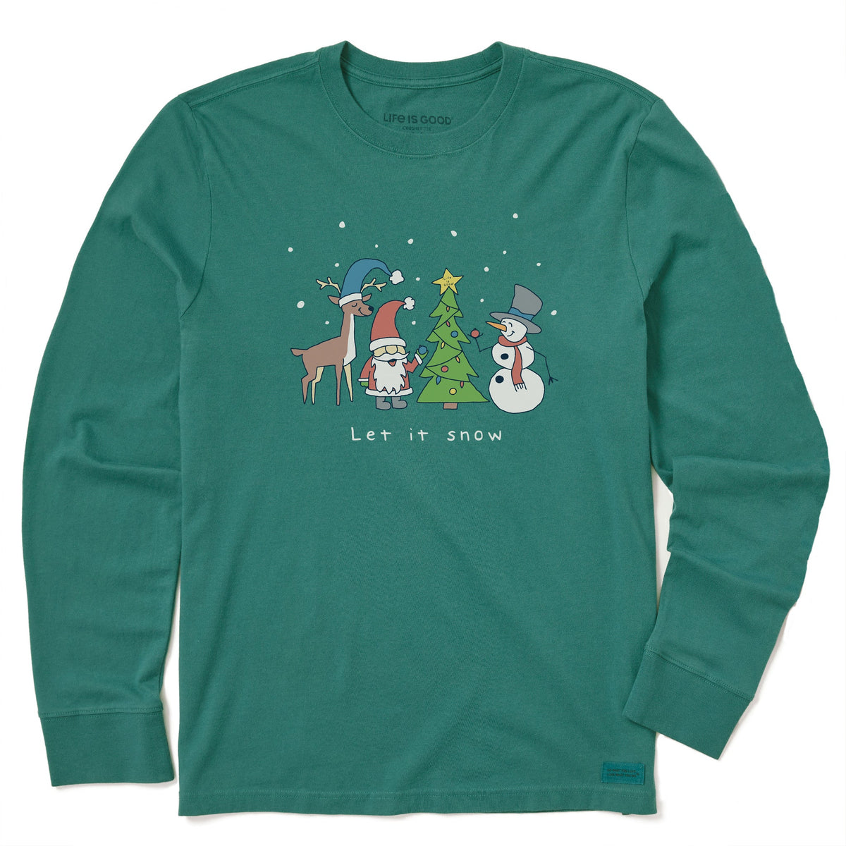 Men's Let It Snow Santa Gnomes Long Sleeve Crusher Tee
