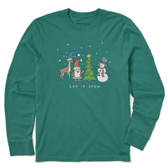 Men's Let It Snow Santa Gnomes Long Sleeve Crusher Tee