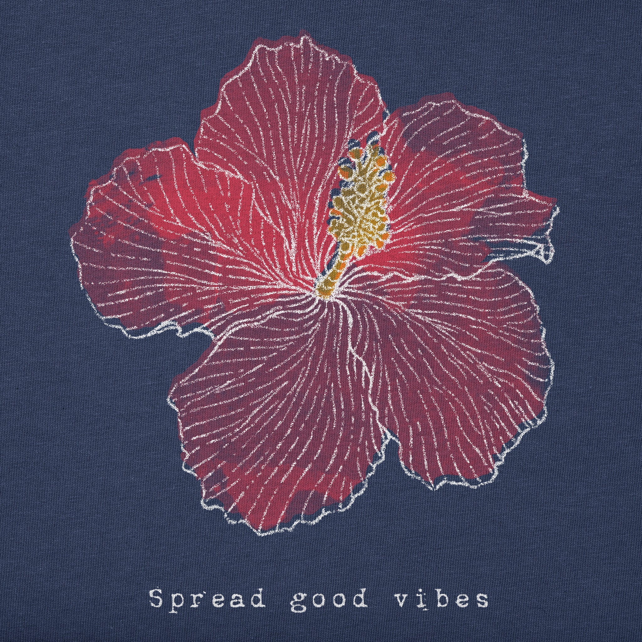 Women's Good Vibes Hibiscus Short Sleeve Crusher Vee