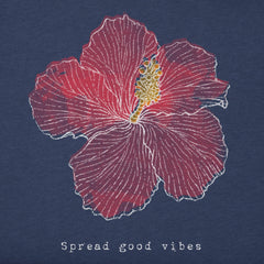 Women's Good Vibes Hibiscus Short Sleeve Crusher Vee