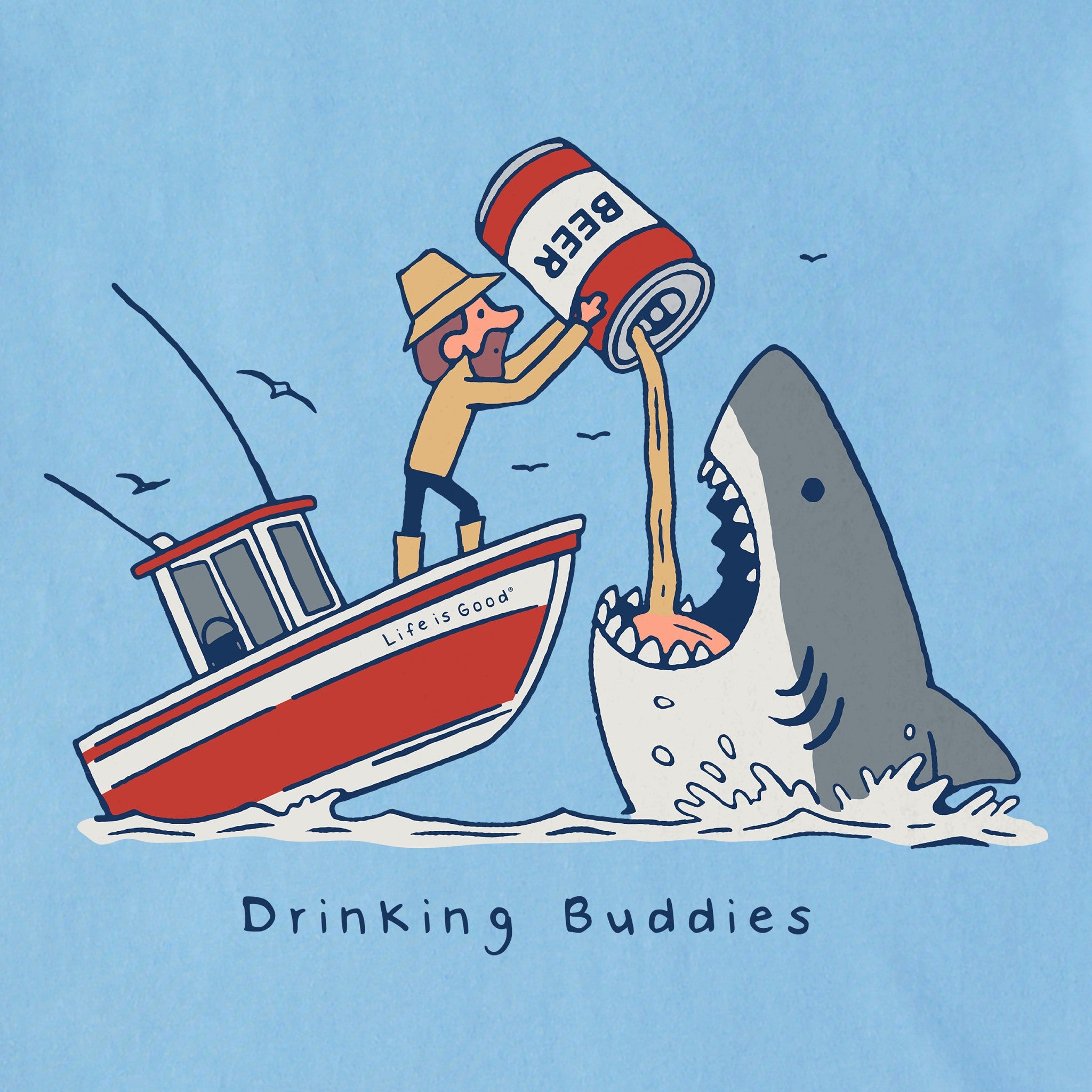 Men's Drinking Buddies Shark Short Sleeve Tee