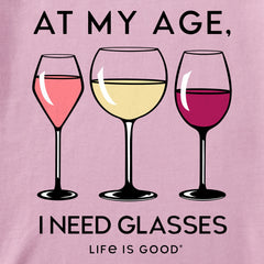 Women's I Need Glasses Wine Short Sleeve Tee