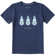 Kids 3 Snowmen Short Sleeve Crusher Tee