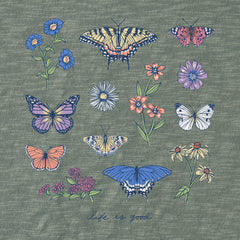Women's Butterflies and Wildflowers Slub Easy Fit Tee