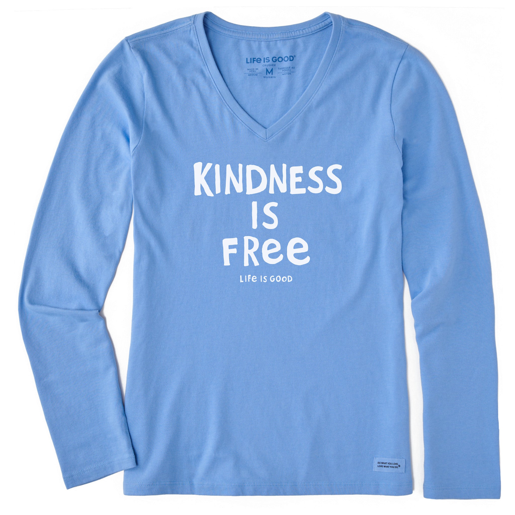 Women's Kindness is Free Long Sleeve Crusher Vee