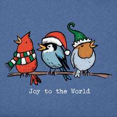 Women's Joy to the World Birds Long Sleeve Crusher Vee