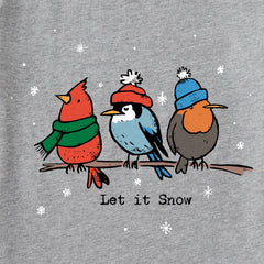 Women's Let it Snow Birds Long Sleeve Crusher Vee