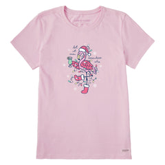 Women's Let It Snow Flamingo Short Sleeve Crusher Tee