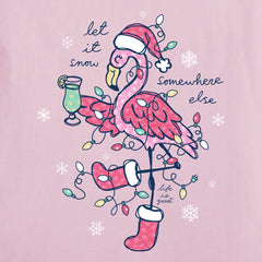 Women's Let It Snow Flamingo Short Sleeve Crusher Tee