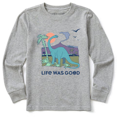 Kids Dinosaur Life was Good Long Sleeve Crusher Tee
