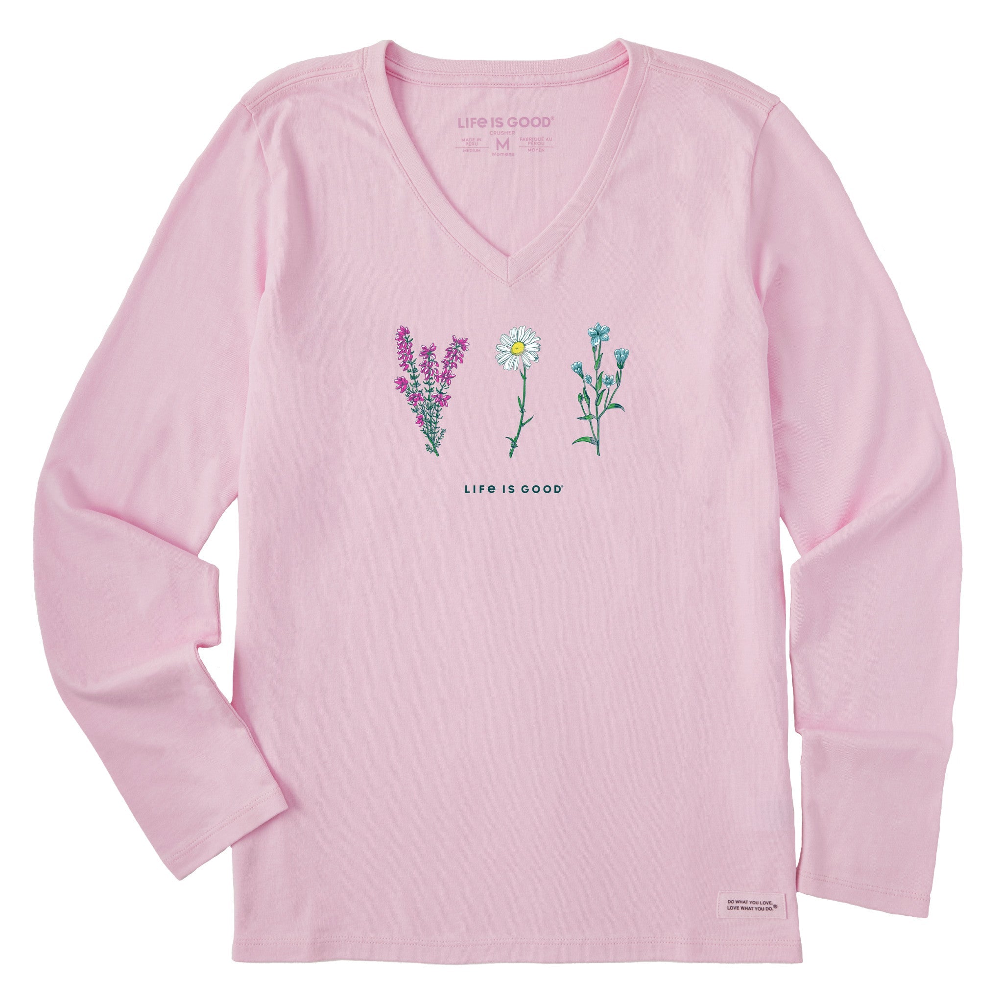 Women's Detailed Wildflowers Long Sleeve Crusher Vee