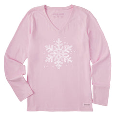 Women's Let It Snowflake Long Sleeve Crusher Vee