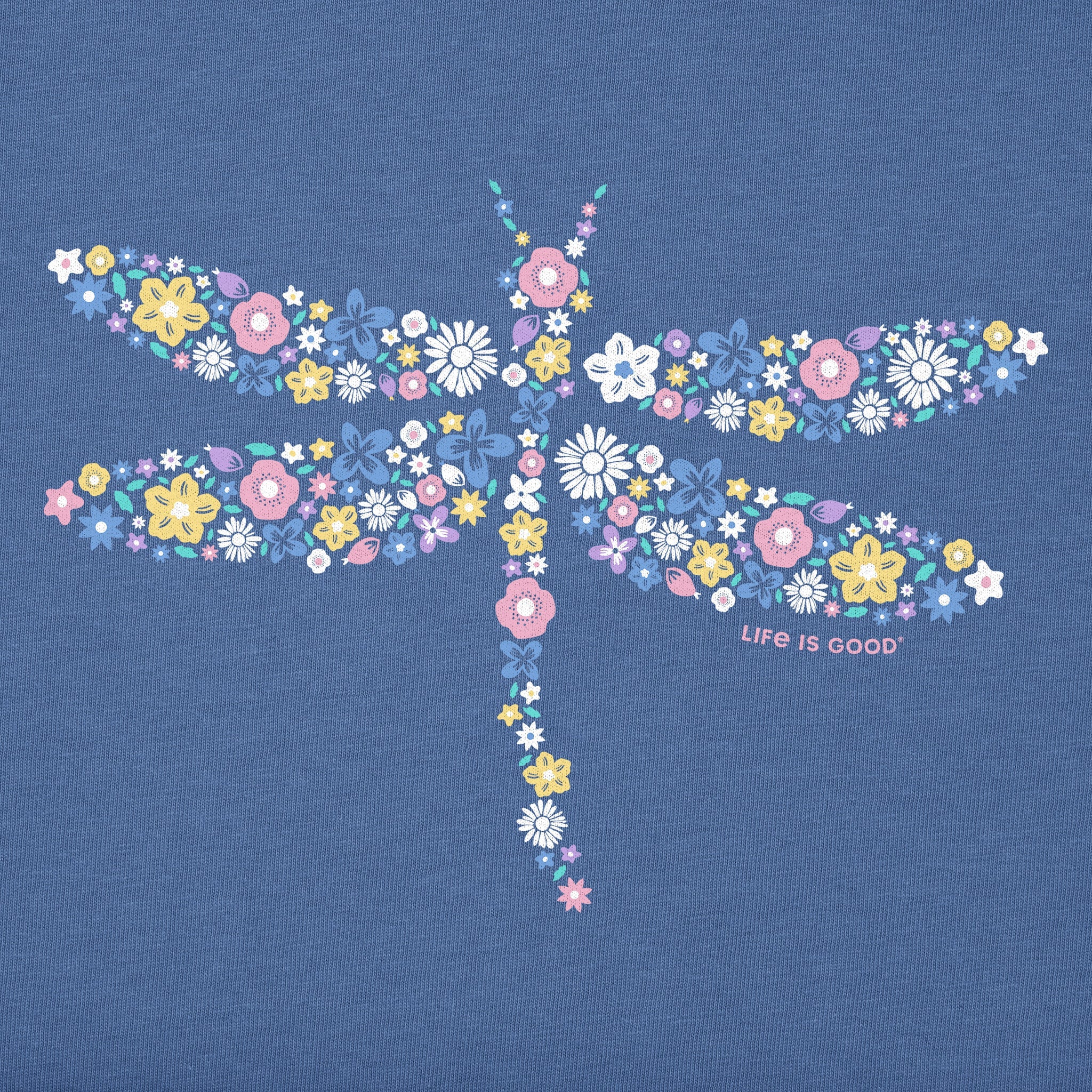 Women's Dragonfly Flowers Long Sleeve Crusher Vee