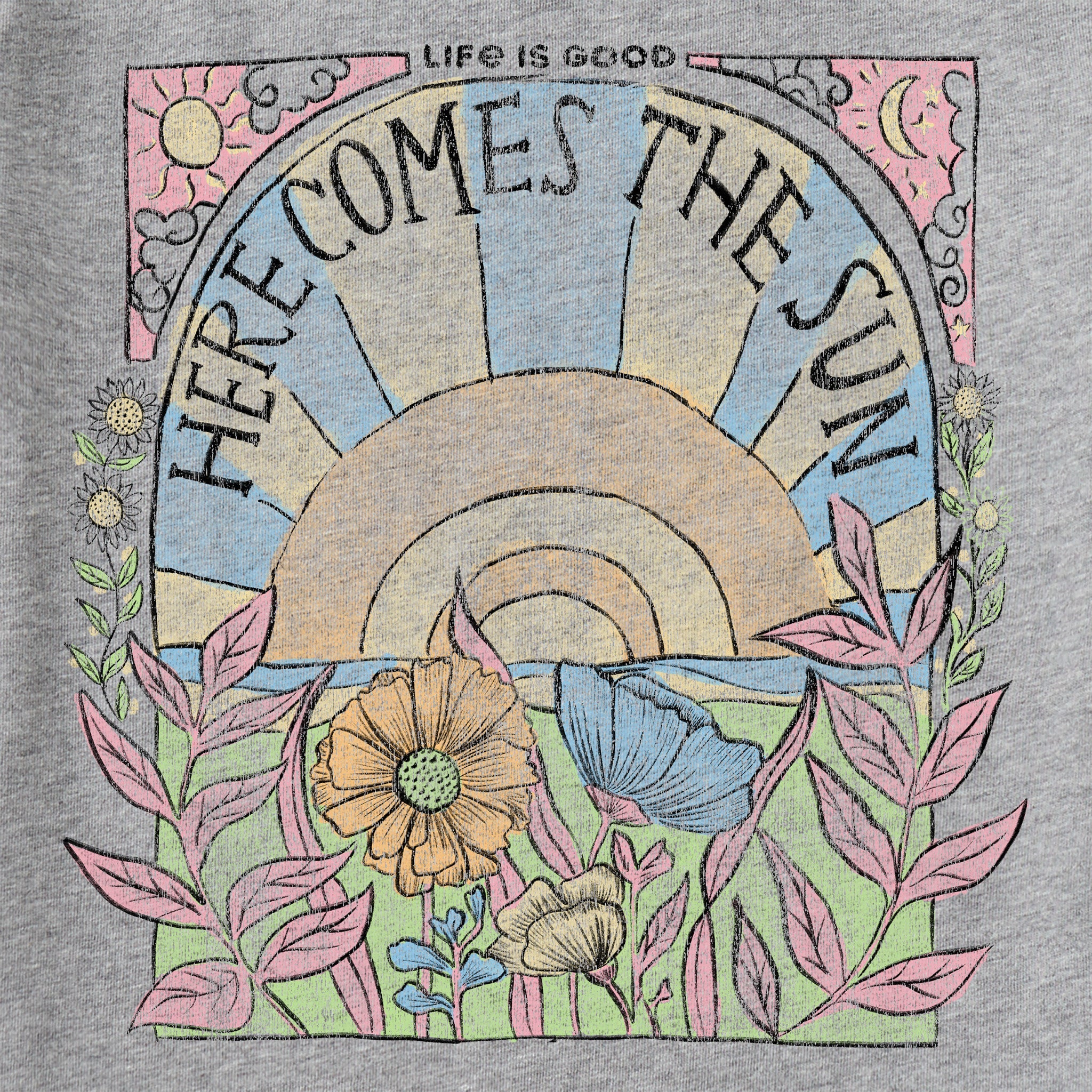 Women's Here Comes The Sun Hippie Long Sleeve Crusher Vee