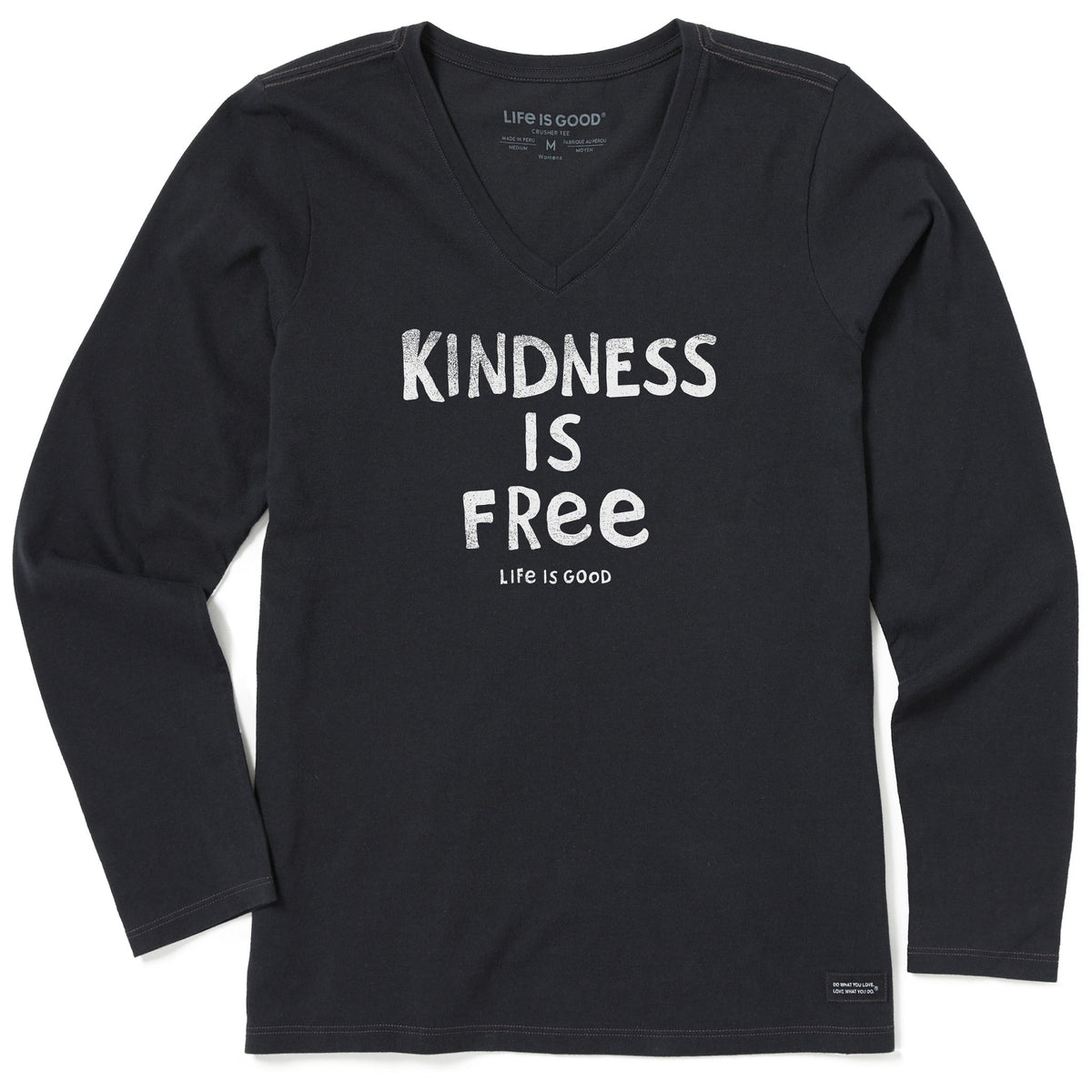 Women's Kindness is Free Long Sleeve Crusher Vee
