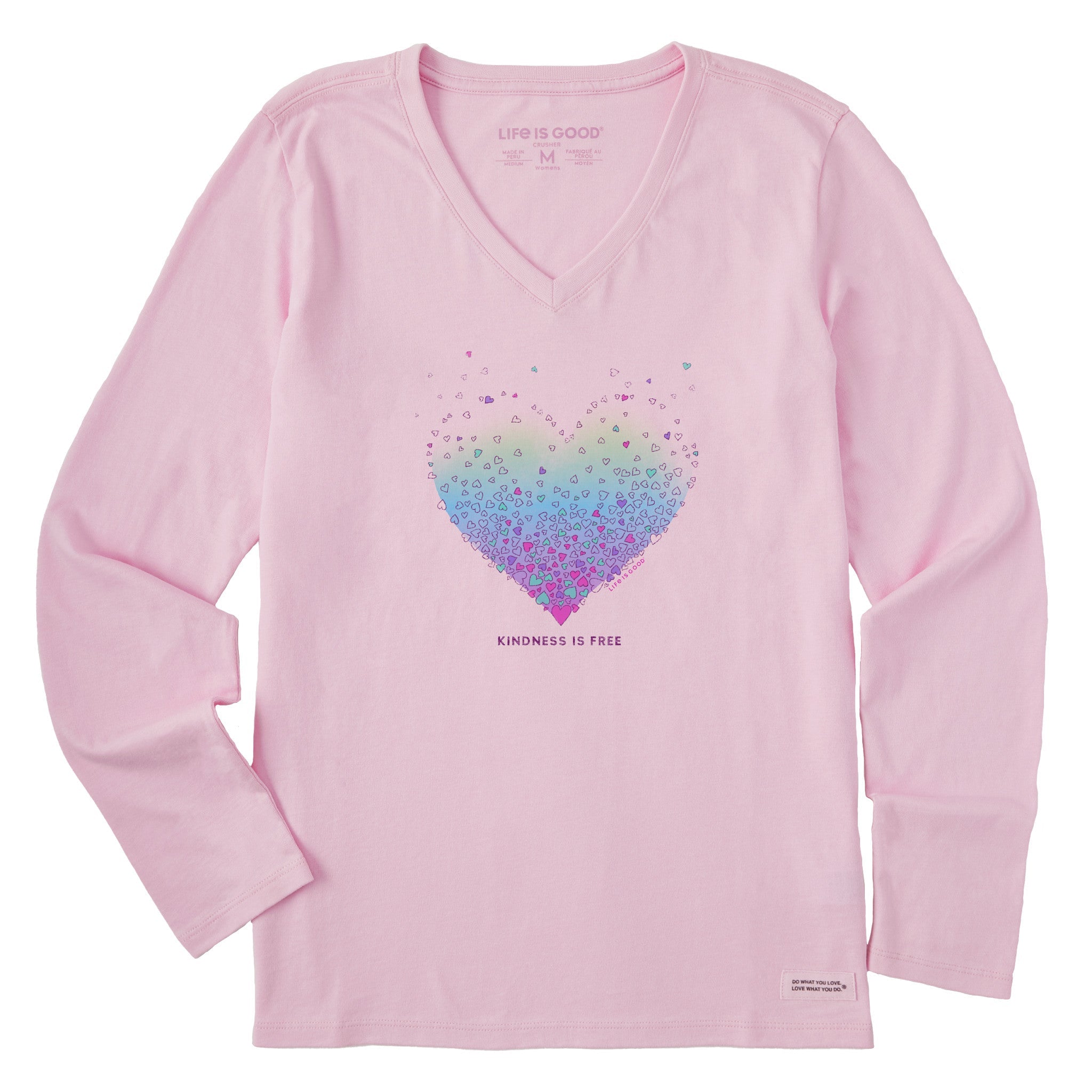 Women's Kindness is Free Evaporating Heart Long Sleeve Crusher Vee