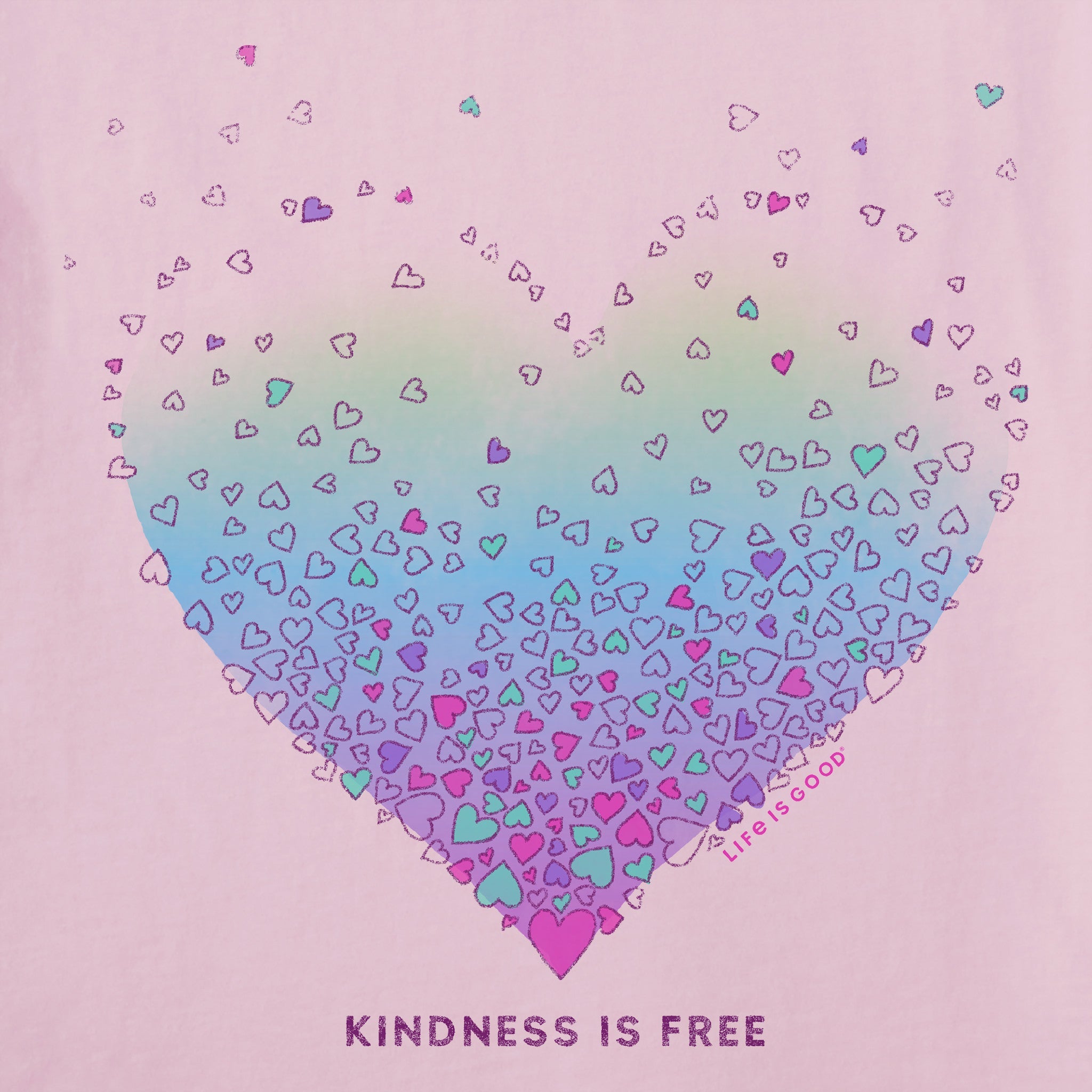 Women's Kindness is Free Evaporating Heart Long Sleeve Crusher Vee