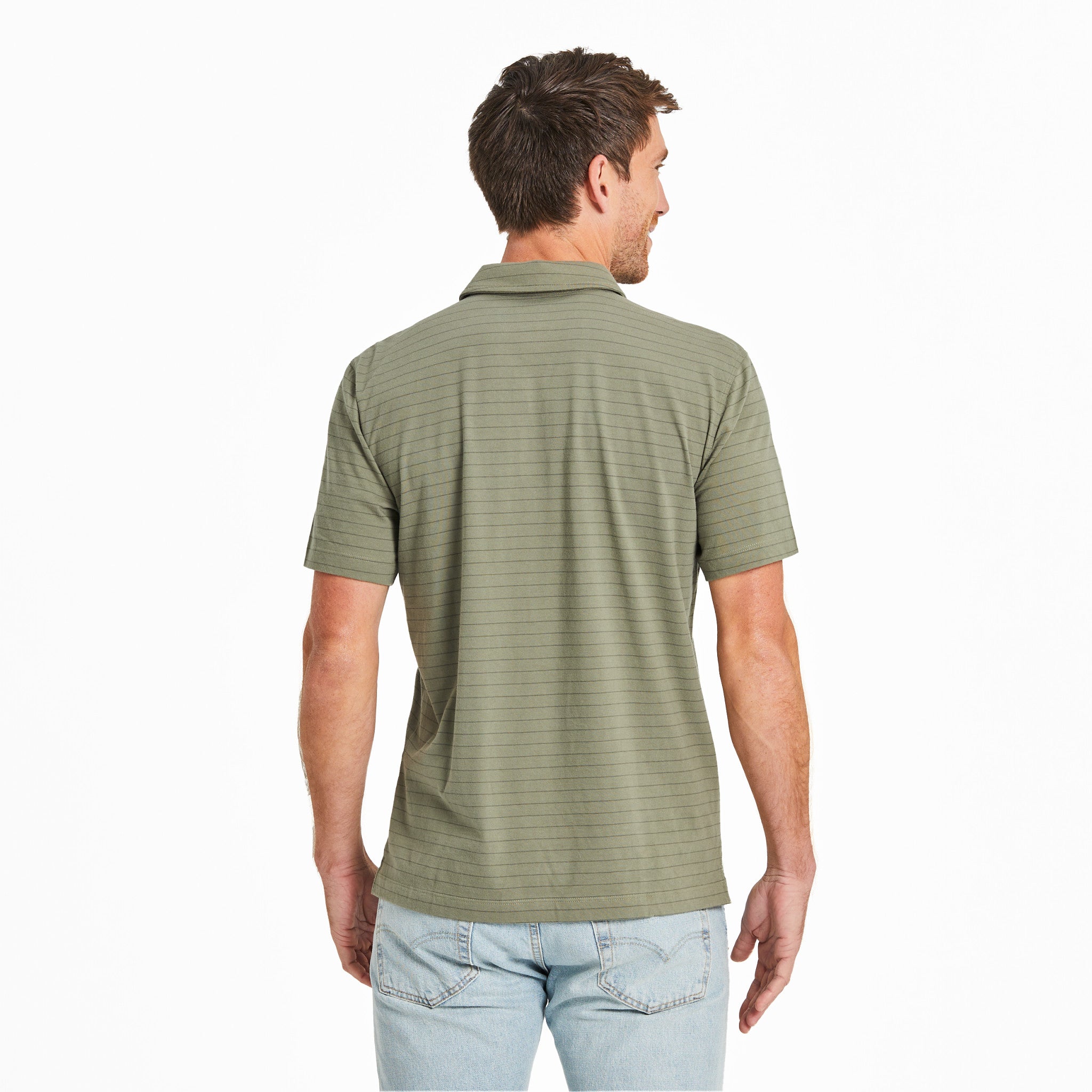 Men's Solid Short Sleeve Striped Crusher-LITE Polo