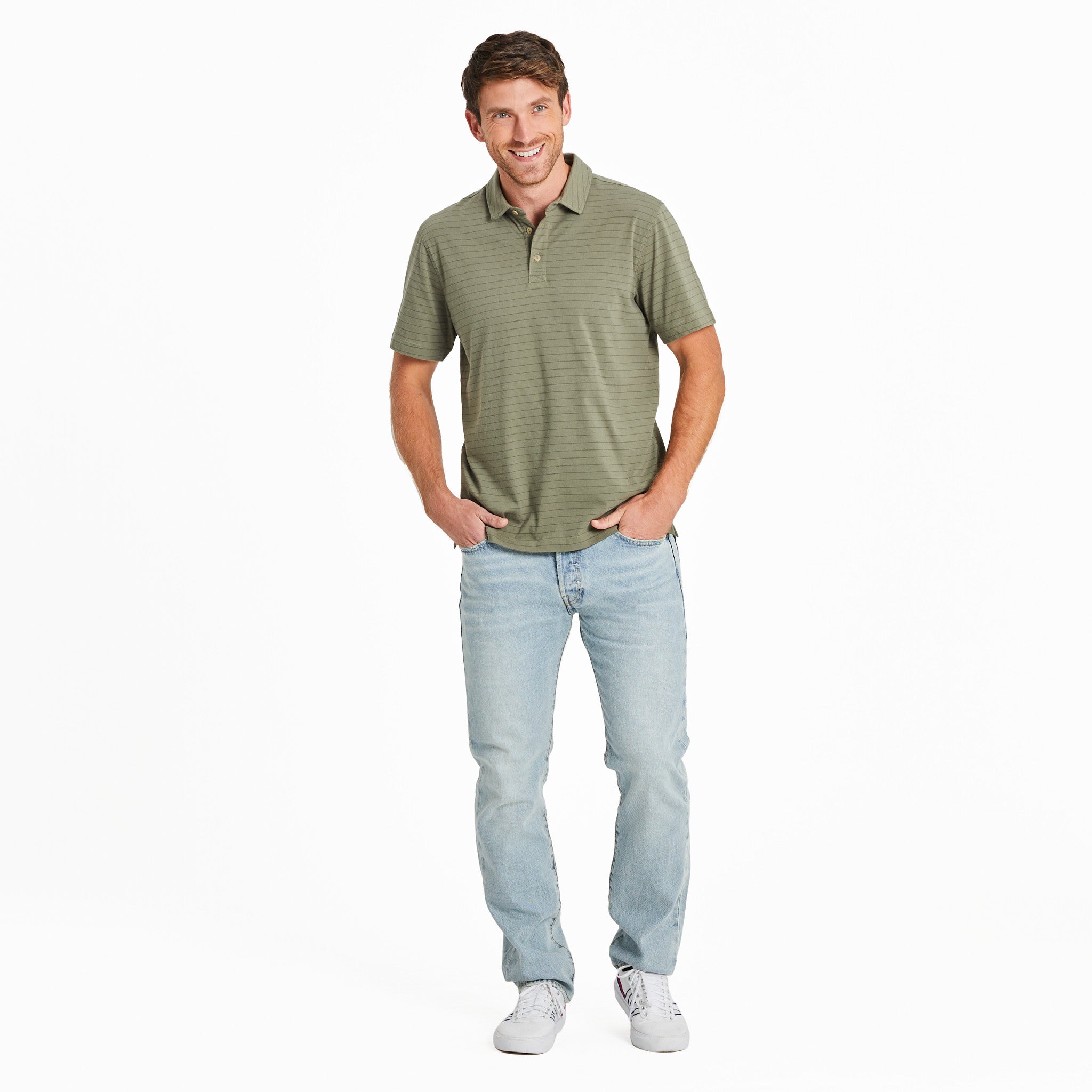 Men's Solid Short Sleeve Striped Crusher-LITE Polo