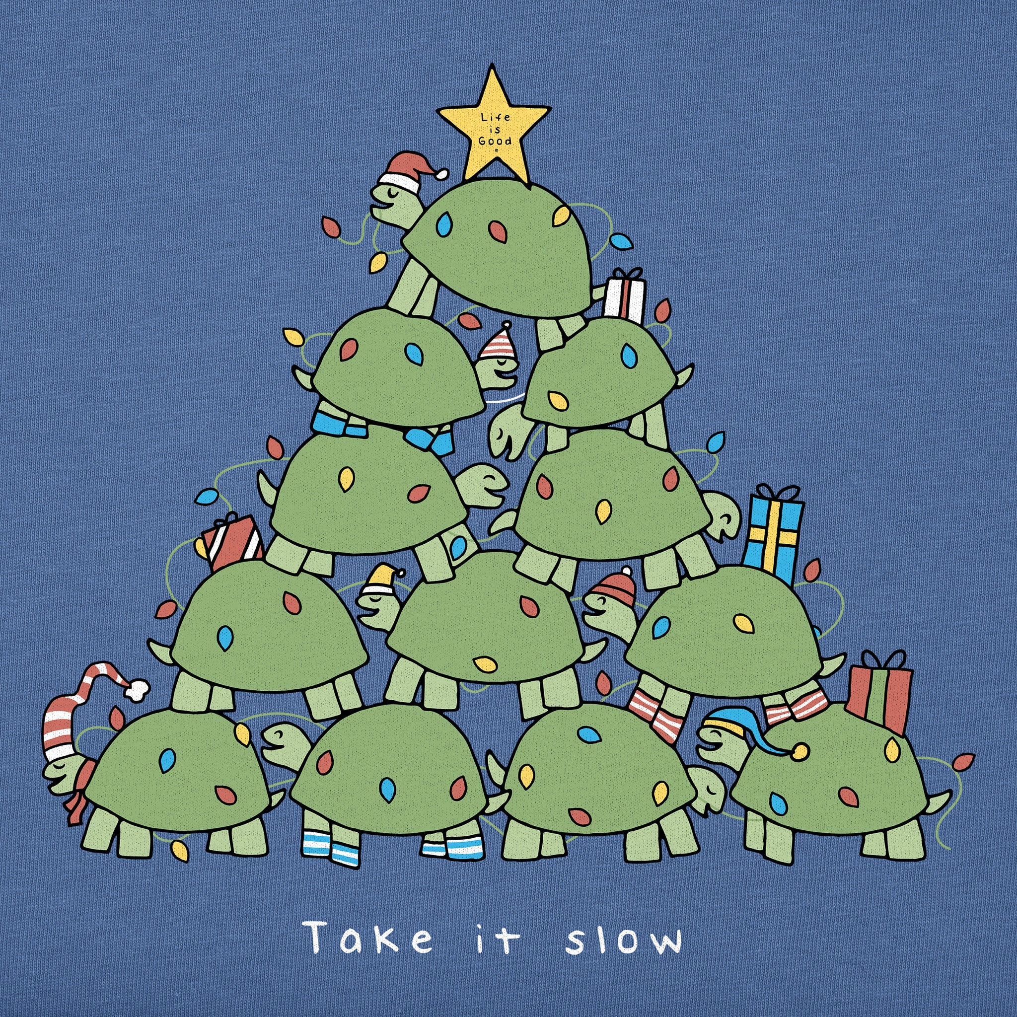 Men's Take it Slow Turtle Xmas Tree Short Sleeve Crusher Tee