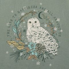 Women's Key to Happiness Snowy Owl Long Sleeve Crusher Tee