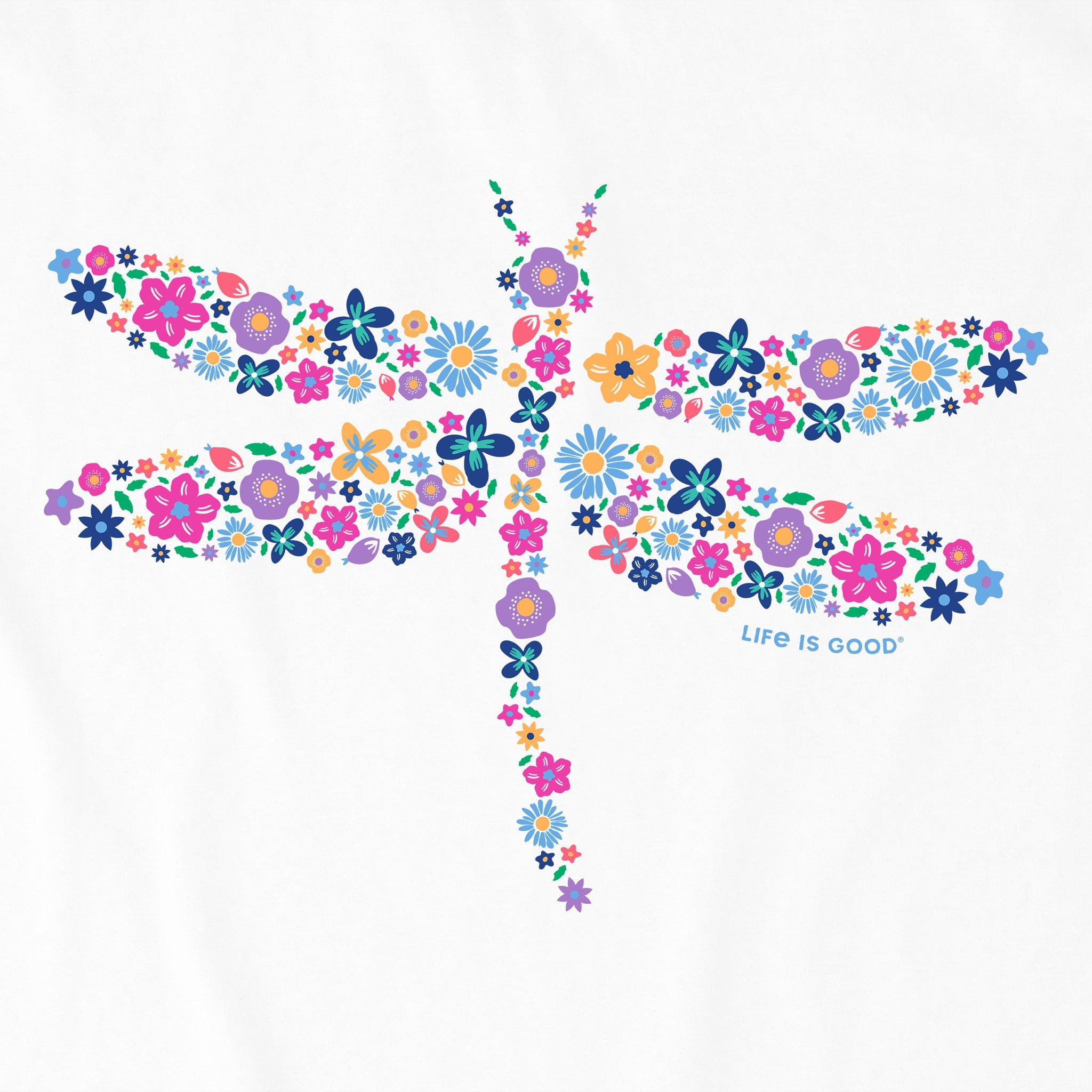 Women's Dragonfly Flowers Long Sleeve Crusher Tee