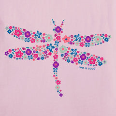 Women's Dragonfly Flowers Long Sleeve Crusher Tee