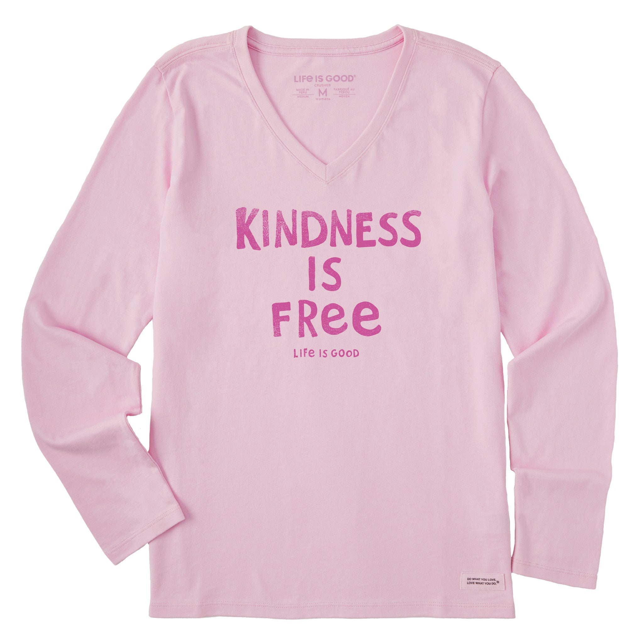 Women's Kindness is Free Long Sleeve Crusher Vee