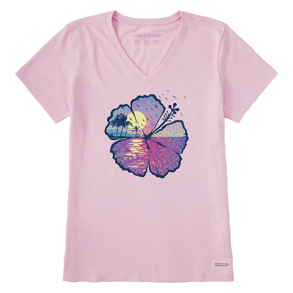 Women's Hibiscus-scape Short Sleeve Vee