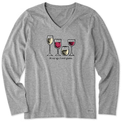 Women's I Need Wine Glasses Long Sleeve Crusher Vee