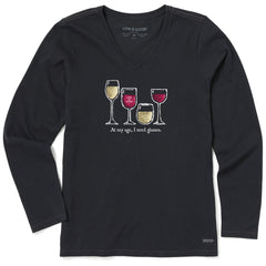 Women's I Need Wine Glasses Long Sleeve Crusher Vee