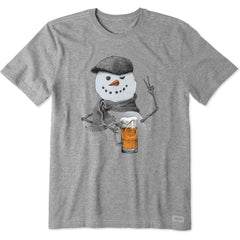 Men's Peaceful Snowman w Beer Short Sleeve Crusher Tee