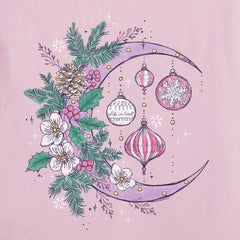 Women's Christmas Ornament Moon Short Sleeve Crusher Tee