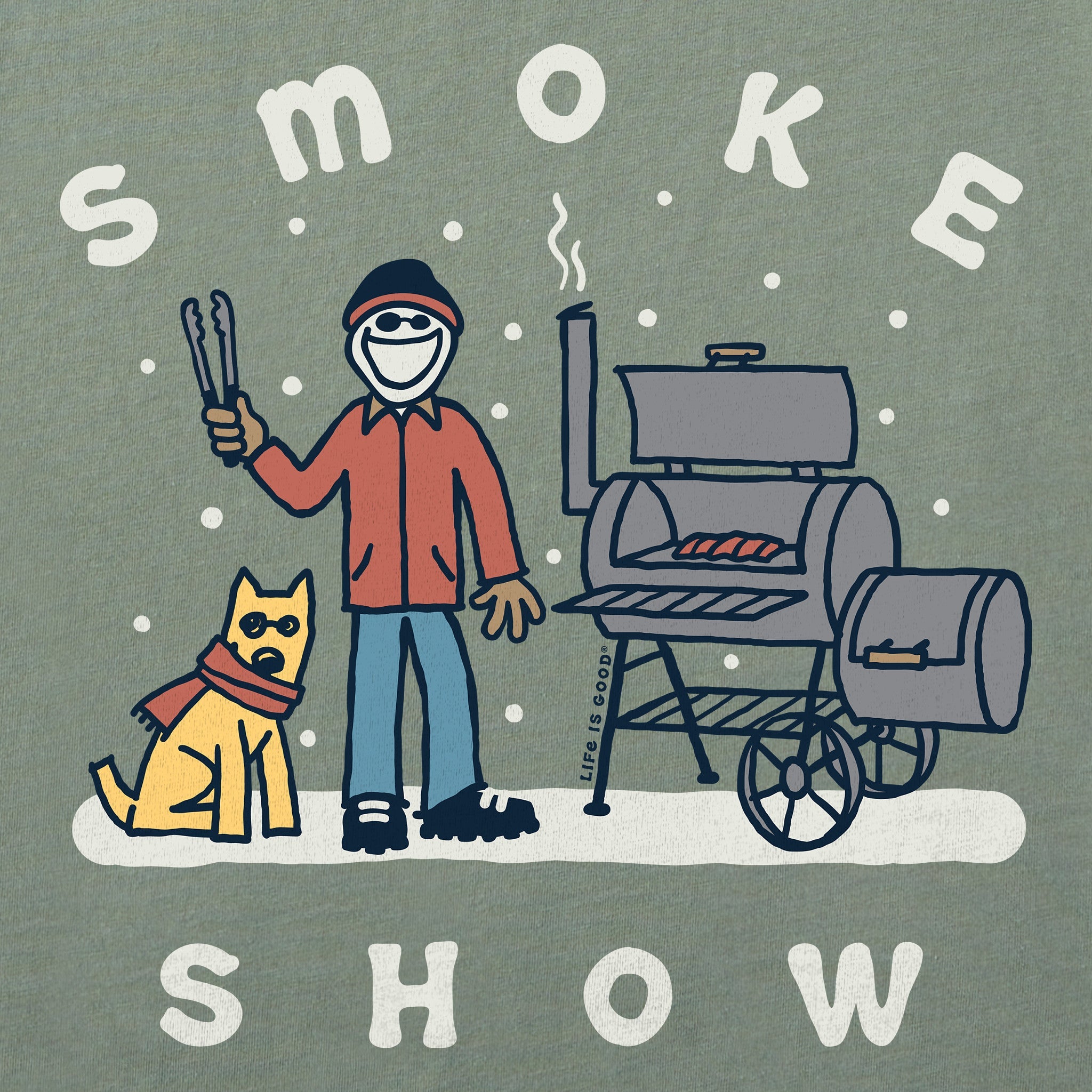 Men's Snowy Smoke Show Jake & Rocket Short Sleeve Crusher Tee