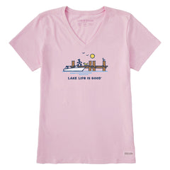Women's Dock Lake Life is Good Short Sleeve Crusher Vee