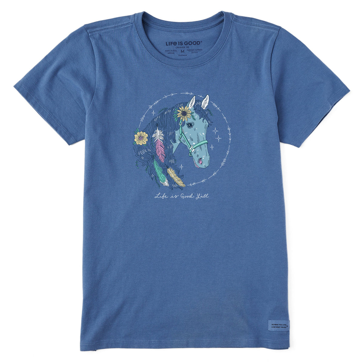 Women's Horse Portrait Short Sleeve Crusher Tee