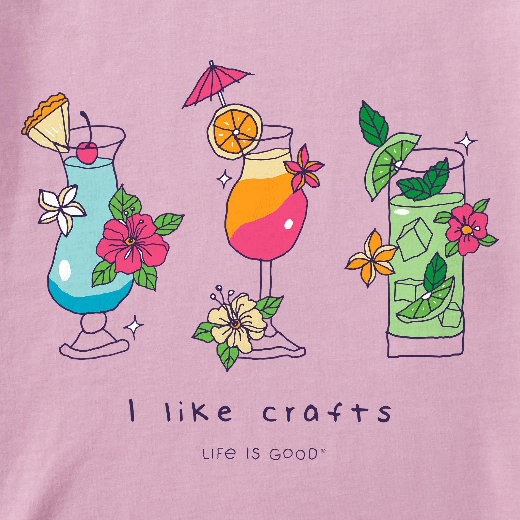 Women's Ladies Cocktails I Like Crafts Short Sleeve Crusher Tee