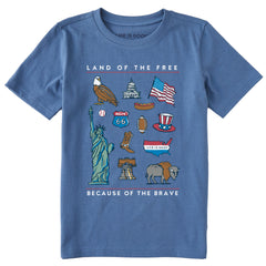 Kids Land of the Free Short Sleeve Crusher Tee