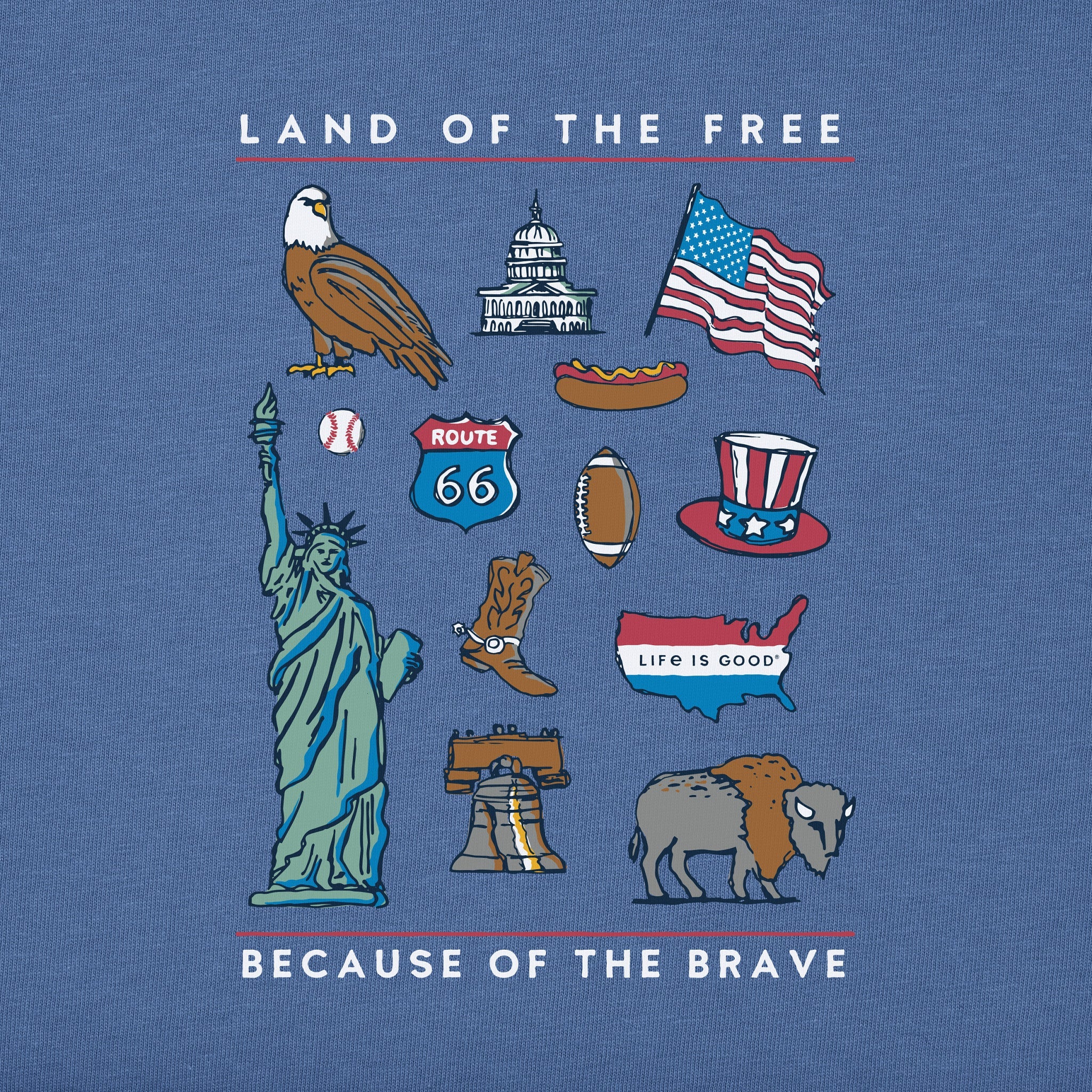 Kids Land of the Free Short Sleeve Crusher Tee