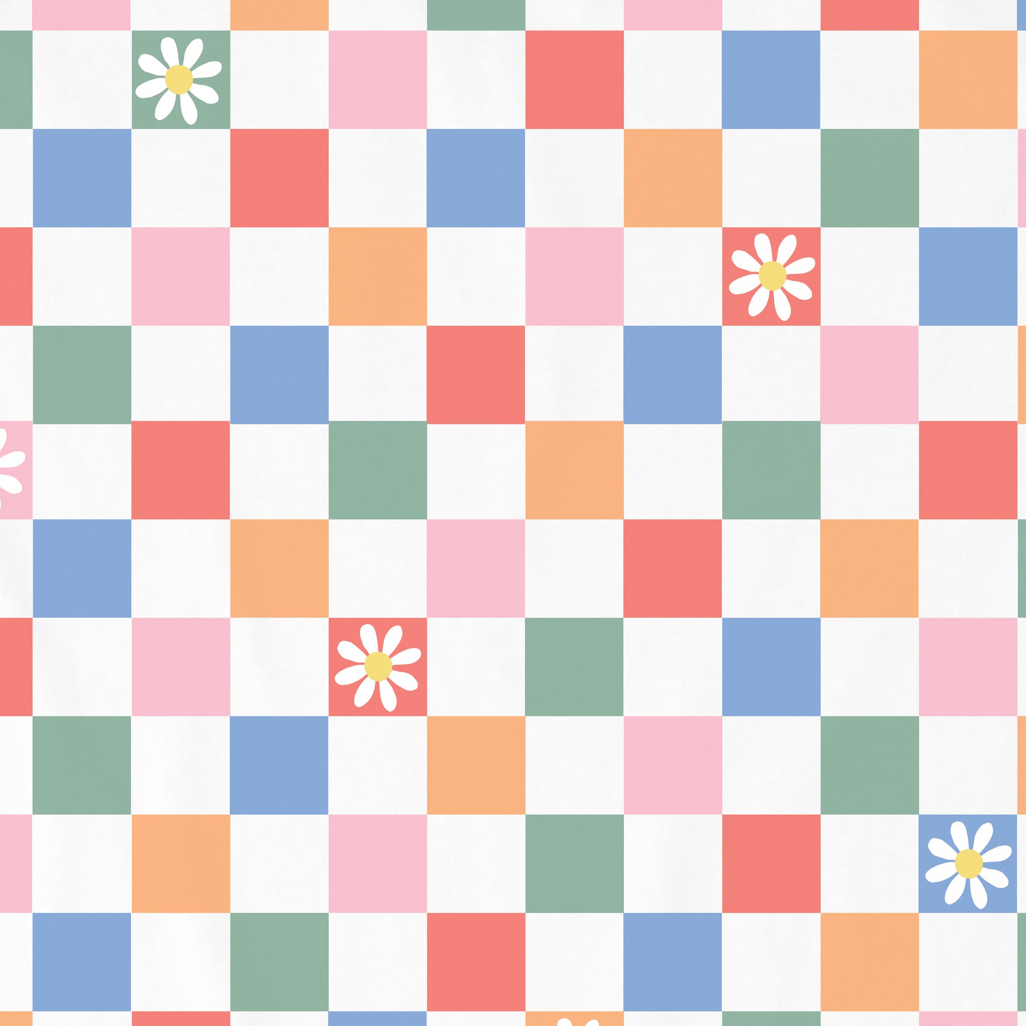 Toddler Daisy Checkerboard Pattern Short Sleeve Crusher Tee