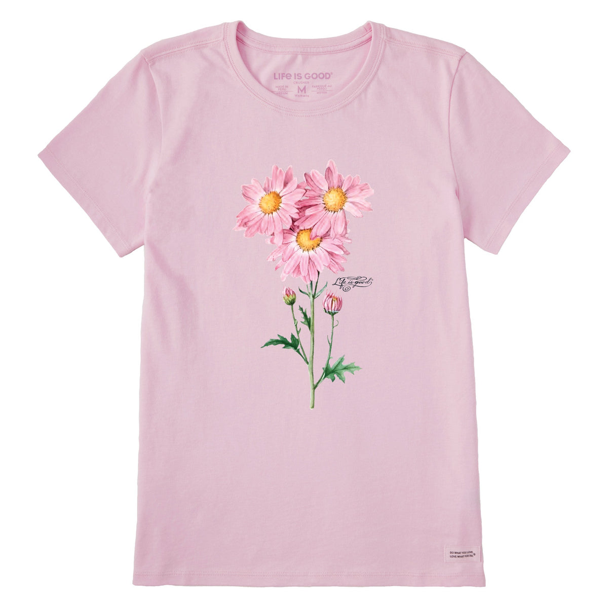 Women's Antique Pink Flowers Short Sleeve Tee
