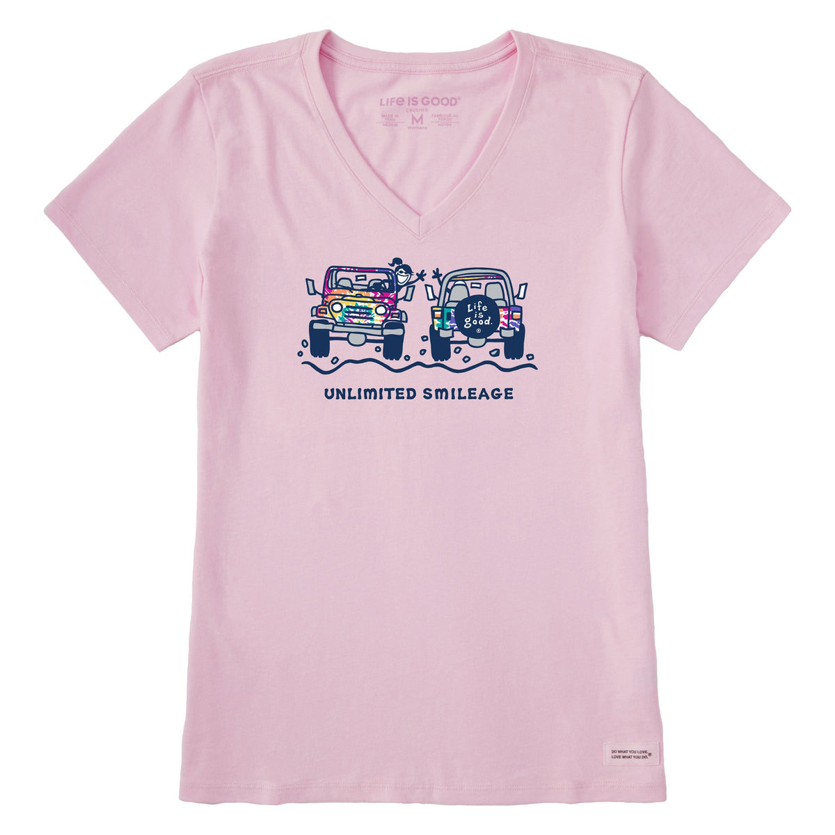 Women's Jackie Tie Dye Smileage Short Sleeve Crusher Vee