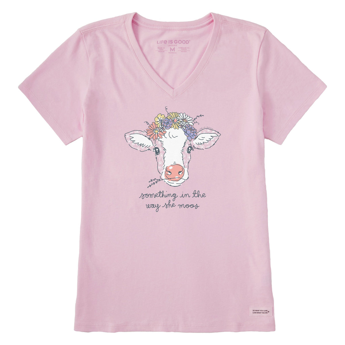 Women's Calf Flower Crown Short Sleeve Crusher Vee