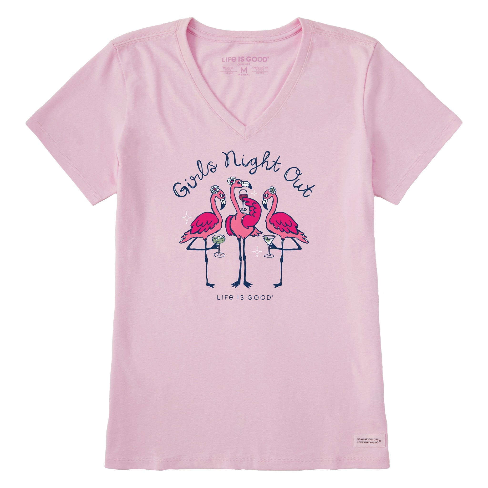 Women's Girls Night Out Flamingo Short Sleeve Crusher Vee