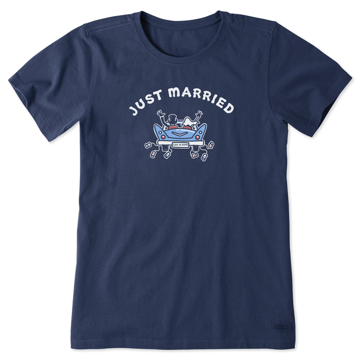 Women's Just Married Antique Car Short Sleeve Crusher Tee