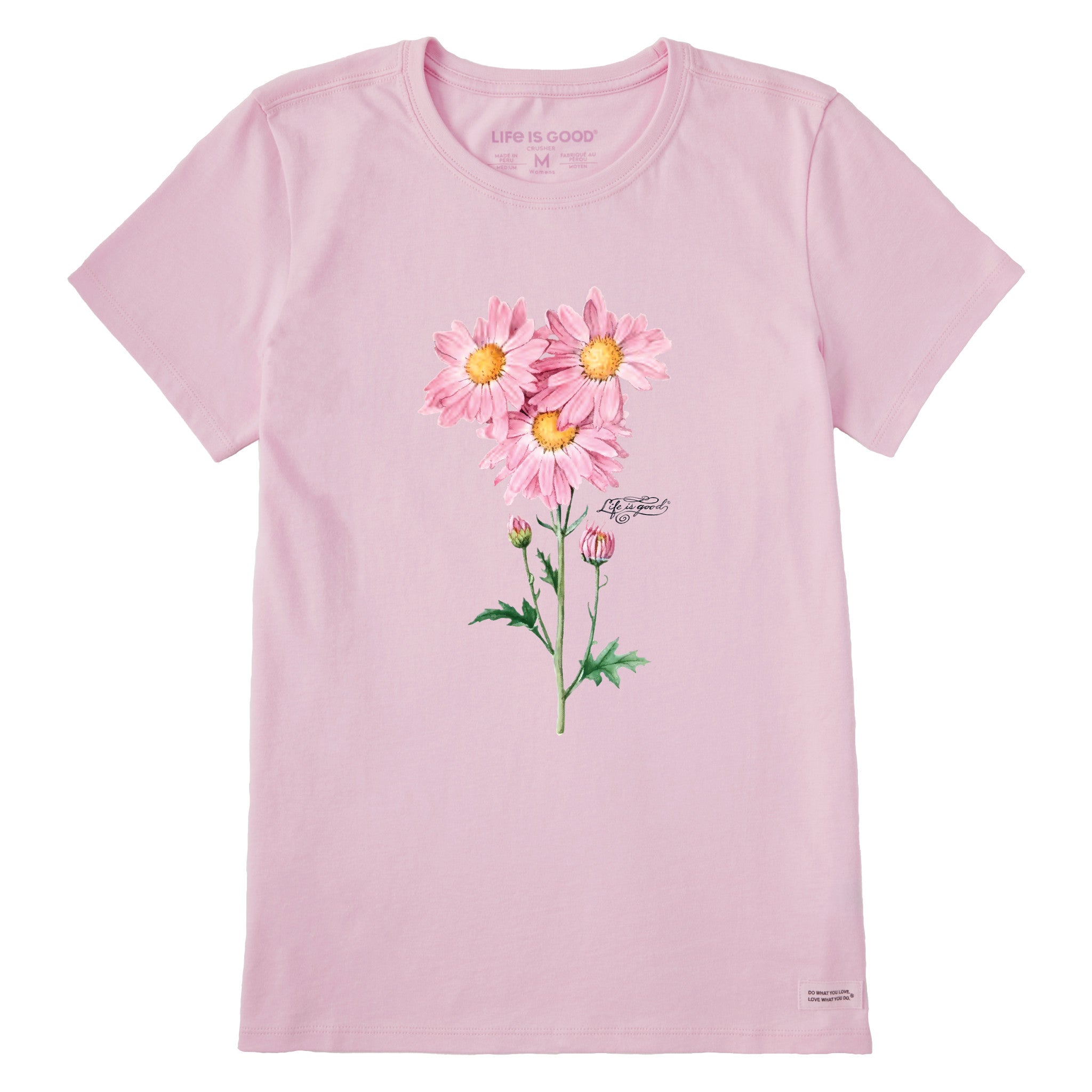Women's Antique Pink Flowers Short Sleeve Tee