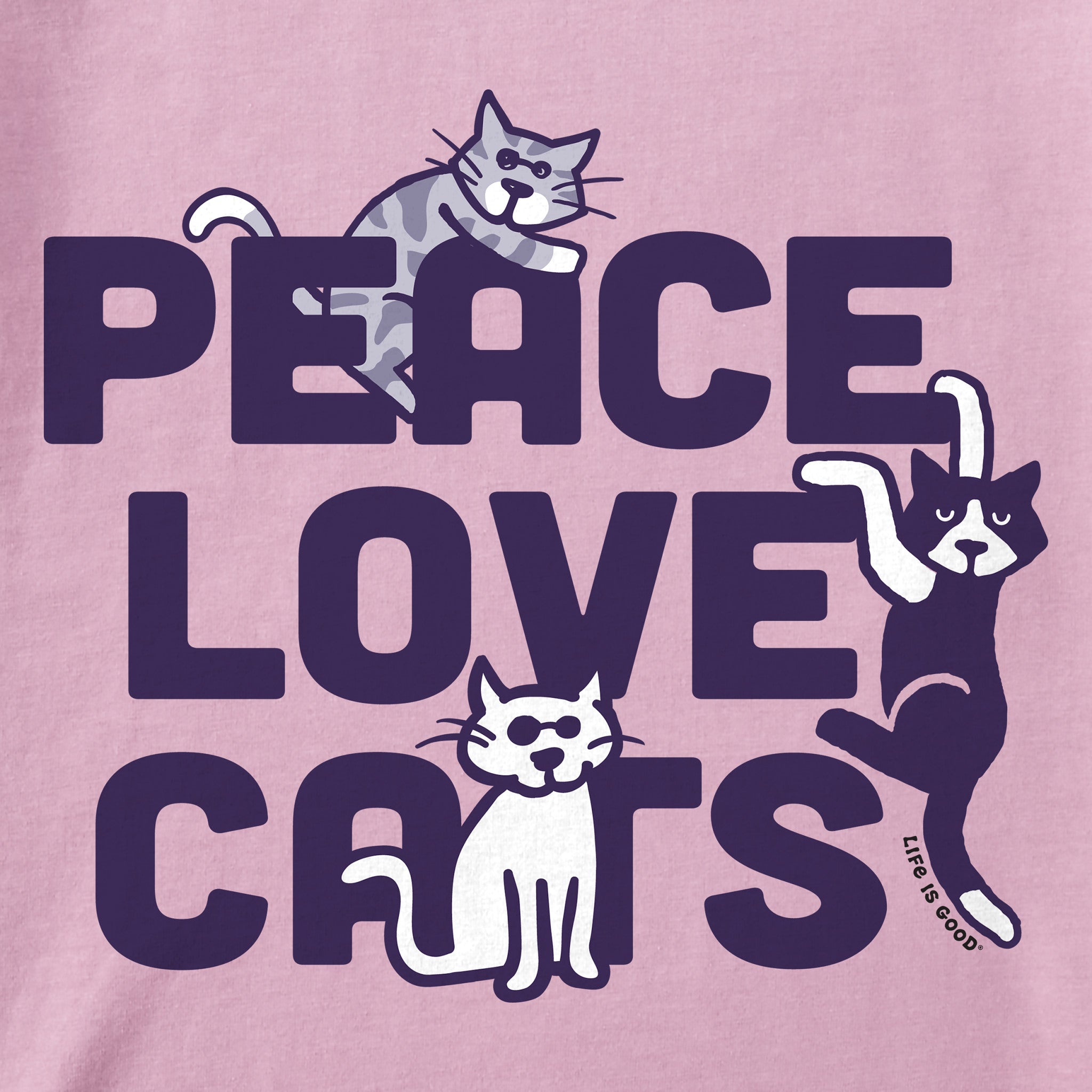 Women's Al Peace Love Cats Short Sleeve Crusher Tee